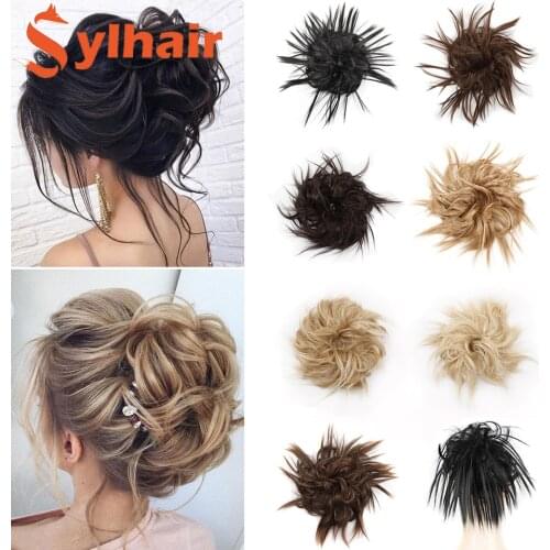 Synthetic Tousled Hair Bun Chignon Hair Elastic Band Messy Bun Hairpiece Short Ponytail Hair Extension For Women Sylhair