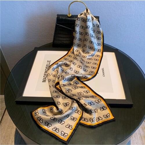 2021 spring Korean version of all-match women scarf silk hand-feel double-sided printing scarf thin section scarf 15x150cm