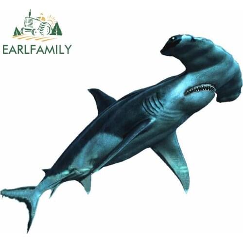 EARLFAMILY 13cm x 10.8cm for Hammerhead Shark Car Stickers Vinyl Car Wrap Custom Printing Waterproof Window Trunk Decal