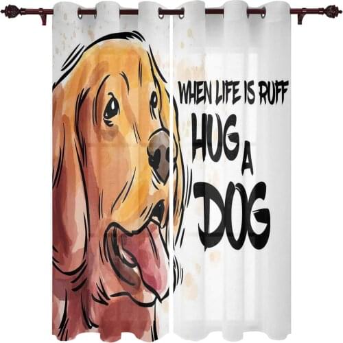Hug A Dog Window Curtains Home Decor Bedroom kichen Draperies Curtains for Living Room Christmas Curtains