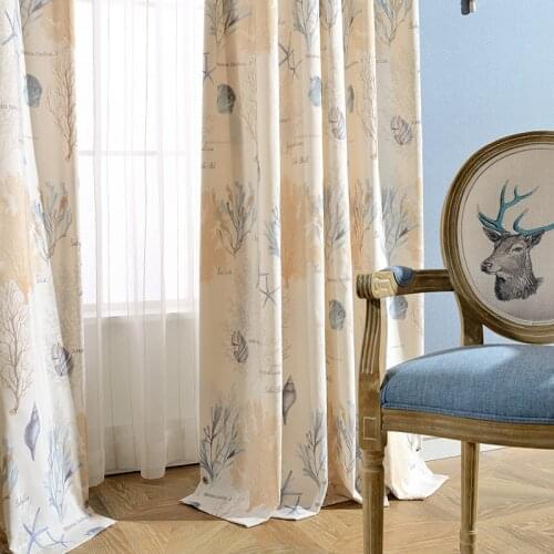 Curtains for Living Dining Room Bedroom Sea World Cartoon Modern Minimalist Printing Jacquard Window Curtain Blinds Sheer Tulle