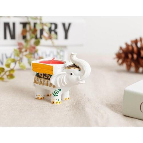 100 pcs lot India Style Anniversary favors Resin Lucky Colorful Elephant Tealight Candle Holder for wedding gifts SN2382