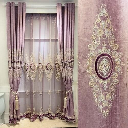 2020 New Style Curtains for Living Dining Room Bedroom European Style Luxury Chenille Embroidery High-end Embroidery Luxury