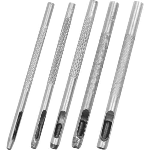 5pcs 1.5-4mm Leather Hole Punch Round Steel Watchband Waist Belt Hollow Hole Puncher Metal Gaskets Puncher Tools Leathercraft