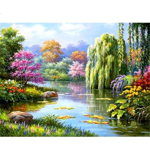 Diamond Painting Nature Full Square Landscape Diamond Mosaic Tree Needlework Diamond Embroidery Scenery Handmade Gifts