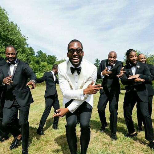 Ivory Shawl Lapel Men Suits for Wedding Suit Casual Groom Groomsmen Tuxedo Blazer Coat Pants Slim Fit Prom 2Piece Costume Homme