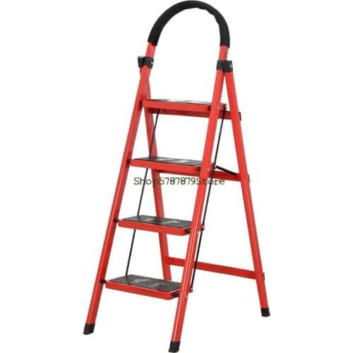 Household Folding Four Step Ladder Three Step Ladder Folding Herringbone Ladder Thickened Iron Ladder New Tool Rack Ladder Packa