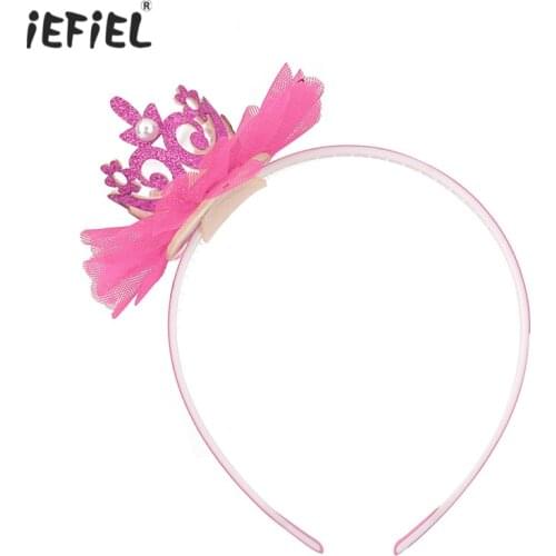Kids Girls Headband Hair Accessories Shiny Tiara Crown Hair Hoop/Hair Clip Headwear Hair Ornaments for Birthday Wedding Party