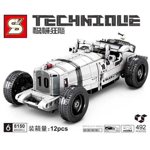 Children Toys Creator Classic Car Vintage Model Building Blocks City Pull Back Speed Racer Ideas Bricks Kids Gifts