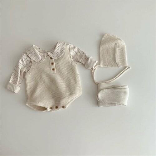 Newborn Baby Romper With Hat Knitted Baby Jumpsuit Girls Romper Autumn Baby Girl Boy Clothes Infant Toddler Boys Romper Cotton