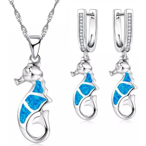 FDLK Cute Hippocampus Jewelry Set For Women Accessories Fashion Necklace And Earrings Ladies Wedding Party Jewelry Girl Gift
