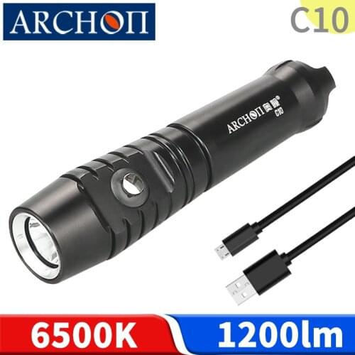 C10 1200 lumen diving flashlight USB charging 18650 battery diving lights Underwater 100m diving lighting photography fill light