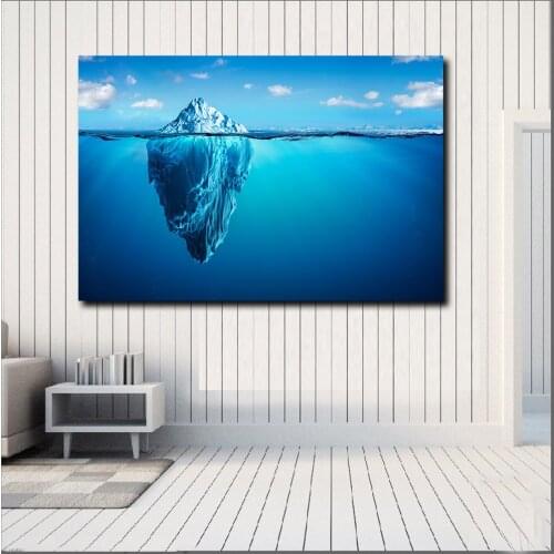 Large size Printing Oil Painting Icebergs in the Sea Wall Art Canvas Print Pictures for living room and bedroom No Frames