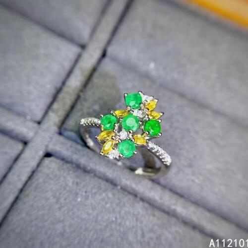 KJJEAXCMY fine jewelry S925 sterling silver inlaid natural Emerald new girl classic ring support test Chinese style hot selling