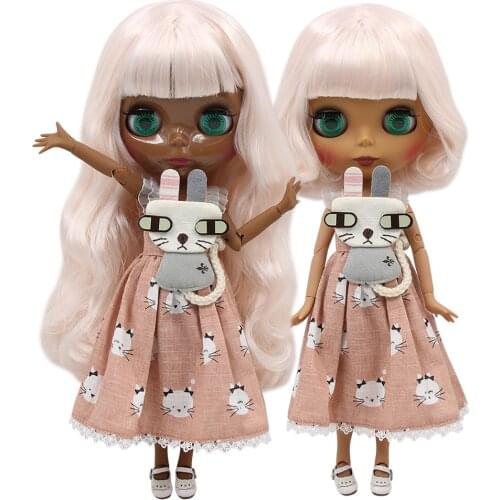 ICY DBS Blyth Doll 1/6 bjd ob24 toy joint body pale pink mix white hair 30cm toy