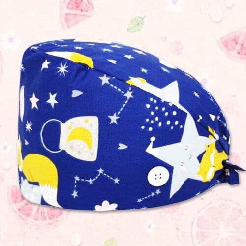 Cute Floral Cotton Breathable Printing Female Nurse Cap Surgeon Surgical Cap Dentist Cap Beauty Salon Pet Shop Scrub Cap