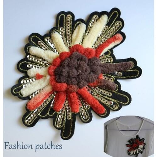 Fashion DIY flower beaded Patches for clothing Embroidery Sequin sew on patches for bags decorative parches applique