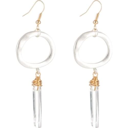 FYSL Light Yellow Gold Color Irregular Shape Clear Quartz Dangle Earrings for Women Trendy Jewelry