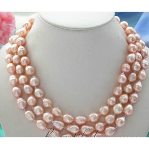 NEW classic 10-11mm pink baroque natural pearl 48inch necklace