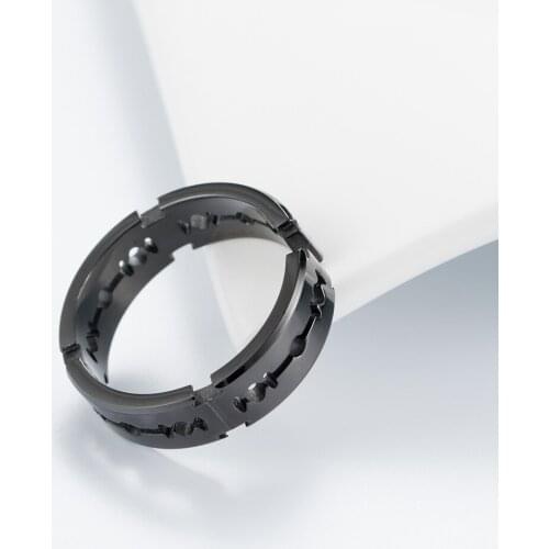 New Razor Blade Open Ring High Quality Stainless Steel Black Rose Adjustable Rings for Women Men Jewelry Fashion Accessories