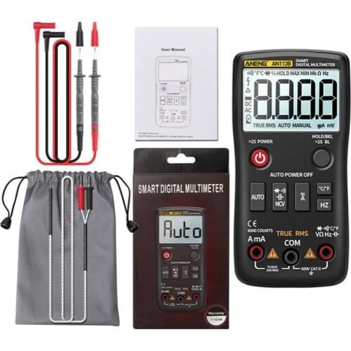 New Smart Multimeter Auto Range Digital Capacitance Tester Hz AC DC Voltage Meter Voltmeter Temp Detector Tool 6000 Counts