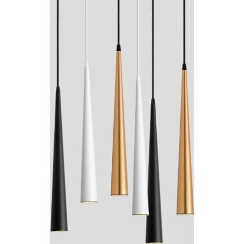 Living Room Hanging Lamp, 7W, 9W, 12W, 15W Modern Pendant Light with Dimmable COB Cone, Aluminum and Metal for Home, Bar and Caf