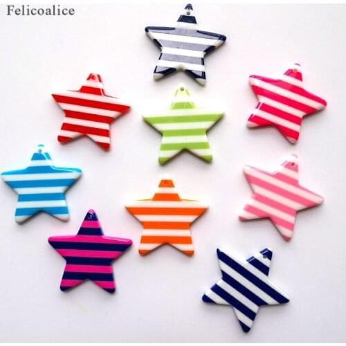 5pcs/bag popular stripe star flat back resin charms fit Necklace Jewelry Findings cute keychain pendant for DIY decoration