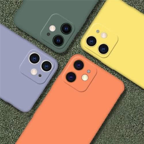Luxury Camera Protection Plain Phone Case For iPhone 11 Pro Max Soft Liquid Sillicon Back Cover For iPhone X XR XS Max