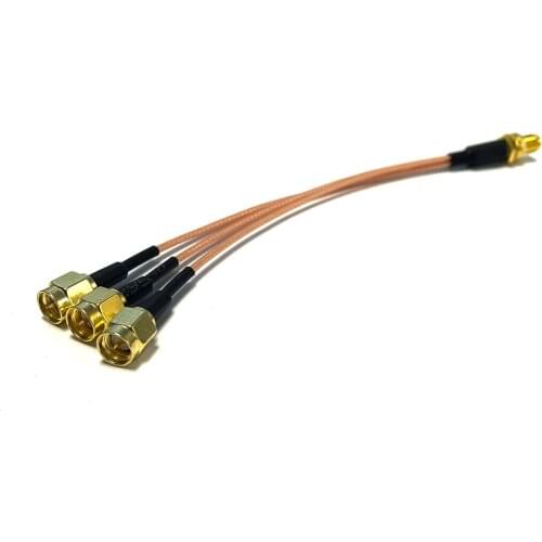 SMA Female Nut to 3X SMA Male Plug Y Type Splitter Combiner Pigtail Cable RG316 15CM 6" for Wifi Router