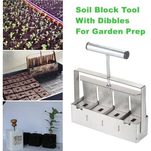 Handheld Seedling Soil Block Maker Soil Blocker 2-Inch Soils Blocking Tool with Dibble Professional For Garden Toools