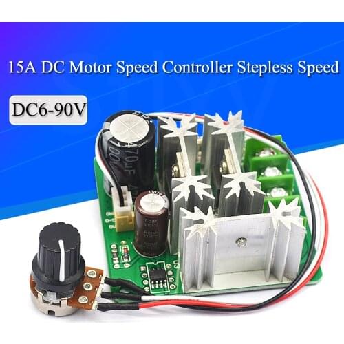 DC 6V-90V 15A DC Motor Speed Controller Stepless Speed Regulation Pulse Width PWM DC 12V 24V 36V 48V 1000W