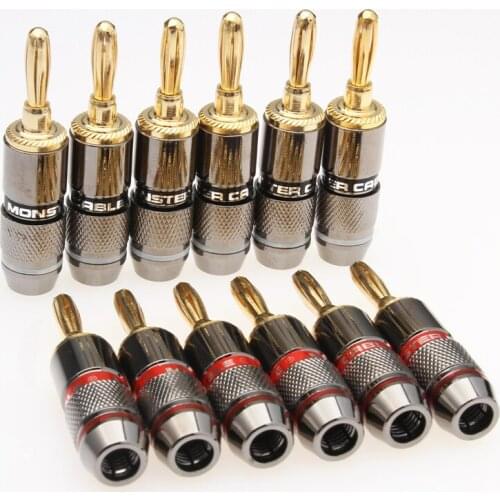 12/20Pcs Pure Copper Banana Plug Head Gold Plated Speaker Adapter Screw Speaker Male Plugs Audio Terminals Connector