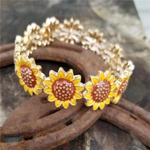 Stretch Sunflower Bracelet for Women You Are My Sunshine Yellow Flower Bracelet Wrist Band Floral Jewelry Bracelet Sunflowers D4