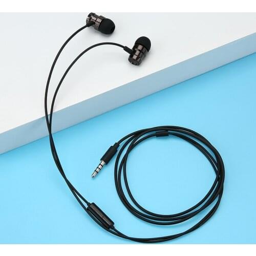 Super Bass Turbine Metal Headphones In-Ear Headset With Microphone Black 3.5mm Plug Earphones Suitable for Smartphone MP3 Player