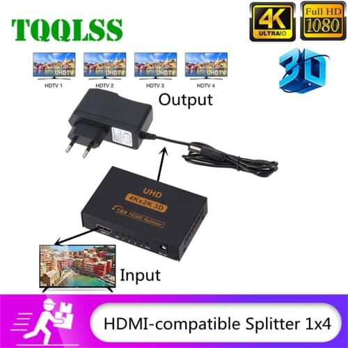 TQQLSS 1 In 4 Out Full HD 4-Port Hub Repeater Amplifier HDMI-compatible Splitter v1.4 3d 4k 1080p For HDTV DVD For PS3 Xbox