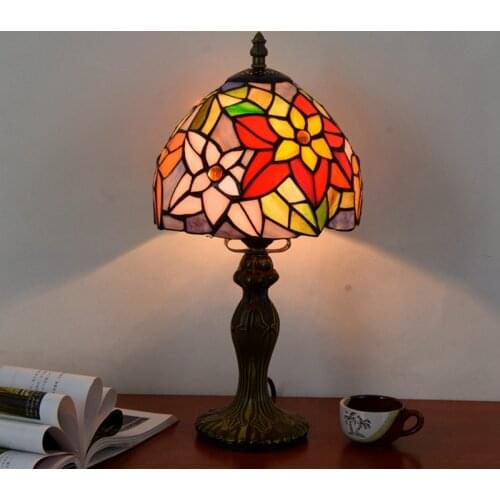 Diameter 20cm high 36cm Tiffany stained glass chrysanthemum bar dining room bedroom bedside Countryside small table lamp