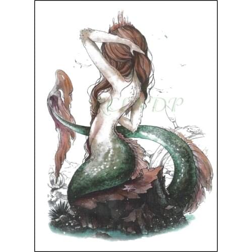 Waterproof Temporary Tattoo Stickers Mermaid Cartoon Sexy Big Tattos Flash Tatoo Fake Hand Body Art Tatto for Girls Men Women