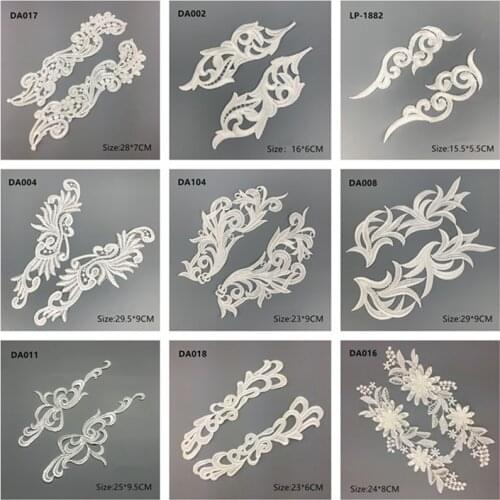 Zsbszc 1 pair white embroidered patches for clothing Flower lace Applique patch ballet costumes Dress Sewing Crafts DA89 DA019