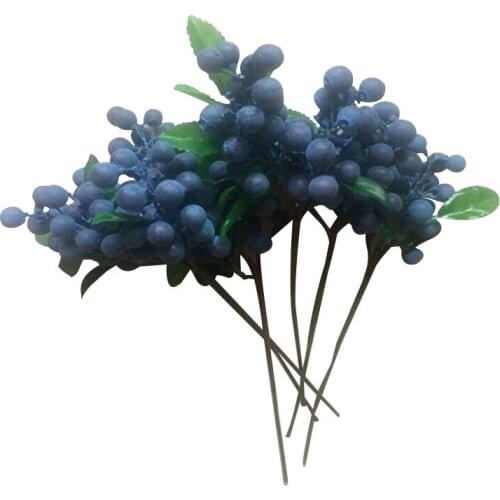 1 Bundle Artificial Blueberry Plant Flower Bud Fake Plants Decorative Wreath Berry For Wedding Home Party Decoration