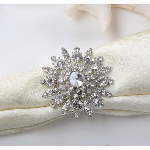10pcs/lot Rhinestone Napkin Ring Serviette Holder Napkin buckle for Wedding Party Decoration