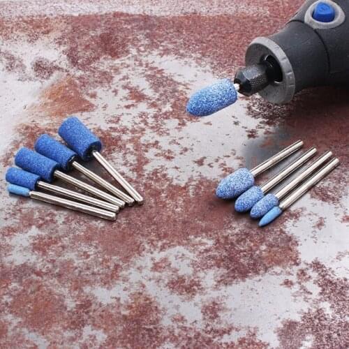 10 Pcs Professional Blue Abrasive Stone 3mm Shank Polishing Head Mounted Points Durable Grinding Bit for Power Kit Tool M17E
