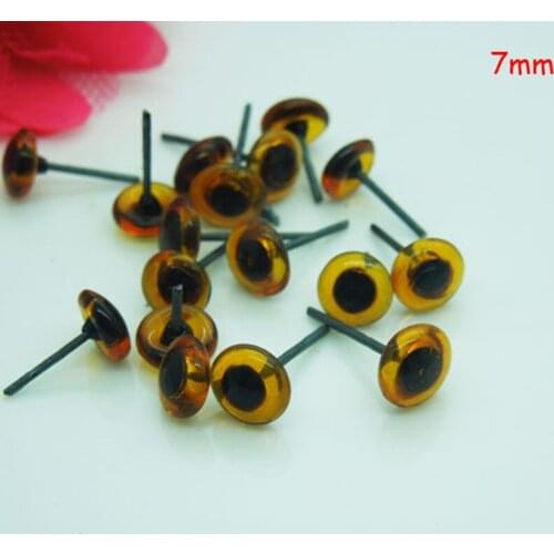 100pcs/50paris Doll Glass Eyes On Wire amber/brown color bears eyes 7mm wholesale EA068