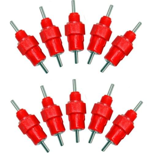 100 pcs Red nipples Chicken waterer Poultry feed Chicken drinking Bird Pigeon Feeding Butt Ball red nipple drinkers for chickens