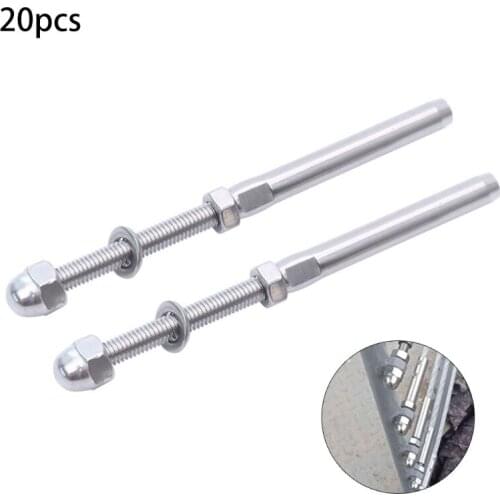 20Pcs T-316 Stainless Steel Wire rope connector Cable Railing Kit Bolt Column Marine Grade Deck Railing Wood Hardware