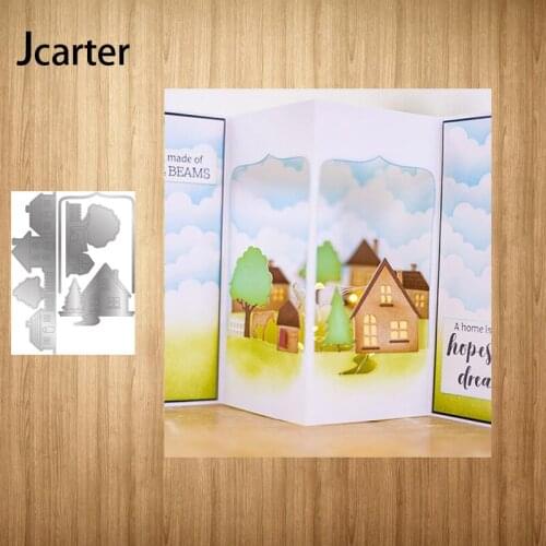 2021 New Design Metal Cutting Dies House Tree Craft for Scrapbooking Handmade Knife Mould Blade Punch Stencils Dies Cut Model