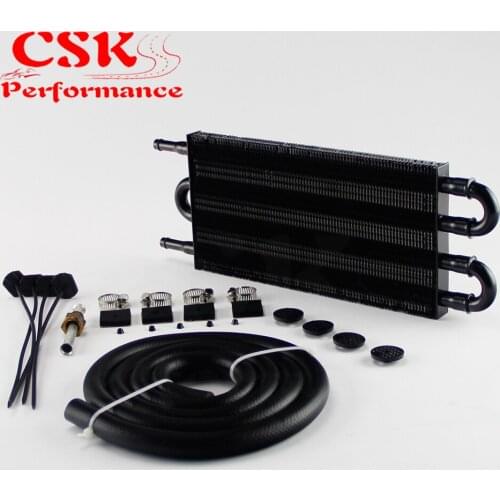 4 Row Remote Transmission Oil Cooler/Auto-Manual Radiator Converter Aluminum Universal Silver/Black