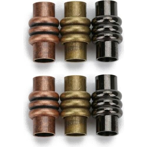 5sets/lot 6mm Hole Gunblack Round Strong Magnetic Claps Connectors for Flat Leather Bracelets DIY Jewelry Making Supplies