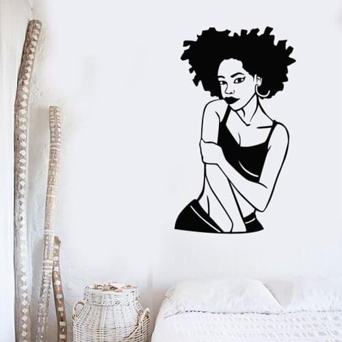 African Beauty Wall Stickers Sexy Black Girl Decal Fashion Model Sticker Girls Bedroom Wall Decor Removable Home Decoration