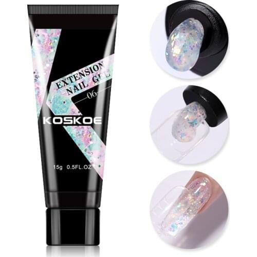 KOSKOE 15ml Acrylic Quick Building Nail Gel for Extension UV Gel Nail Gel Slip Solution Liquid Nail Polish For Gel Nail Art DIY