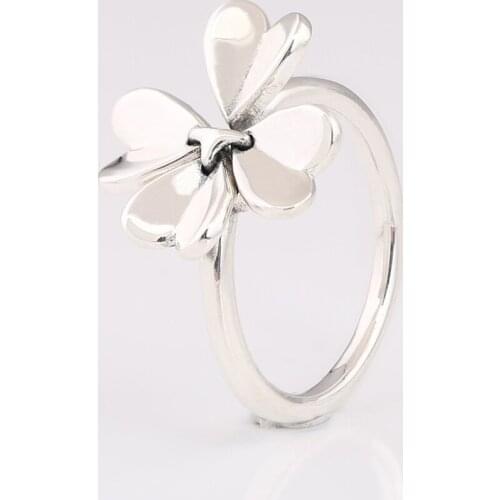 Authentic S925 Moving Four-Leaf Petals Ring For Women Wedding Party Gift fit Lady Fine Jewelry